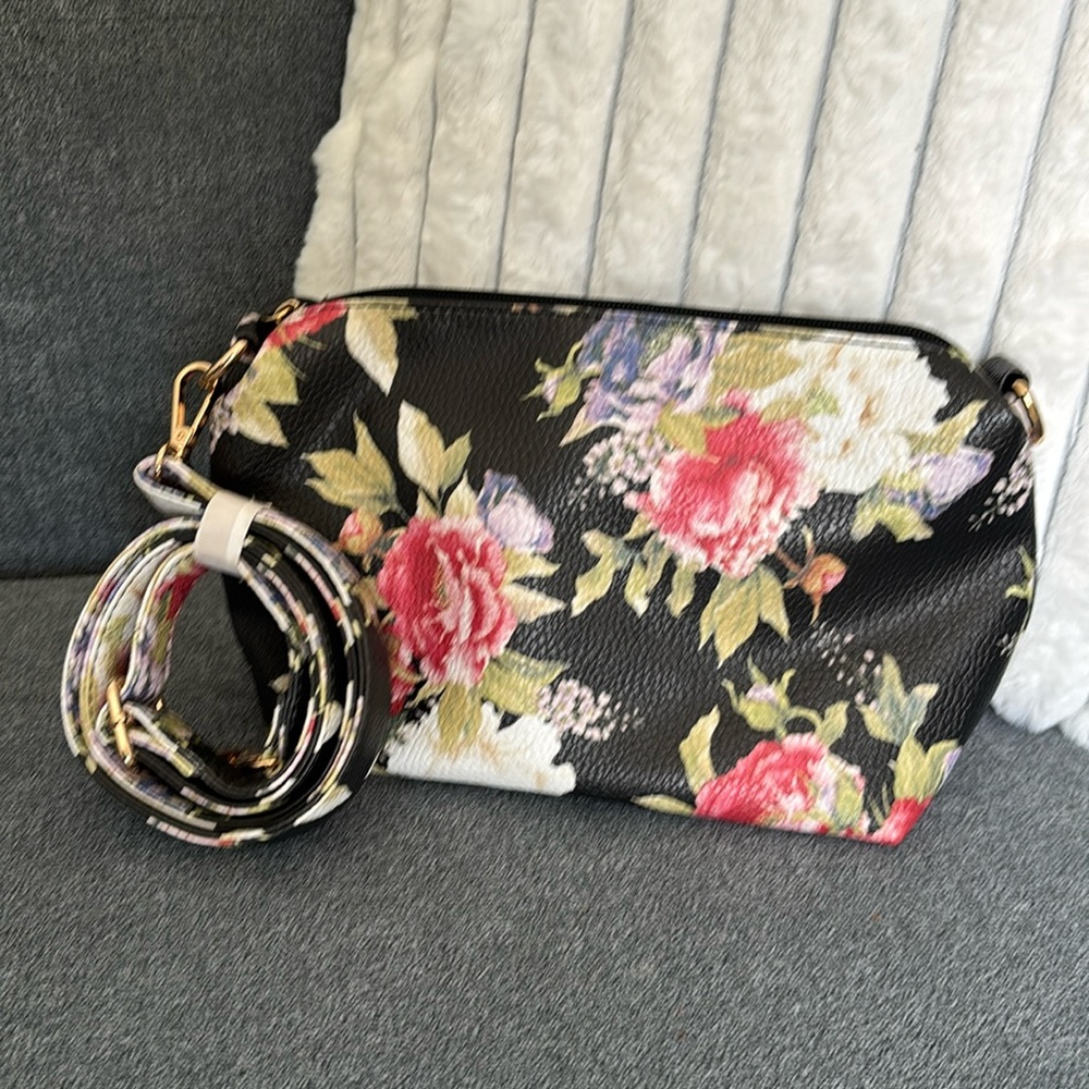 Floral Peony Faux Leather Tote & Crossbody Bag combo - Picture 7 of 10